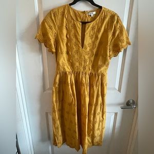 Madewell scalloped eyelet midi dress— Tungsten Glow